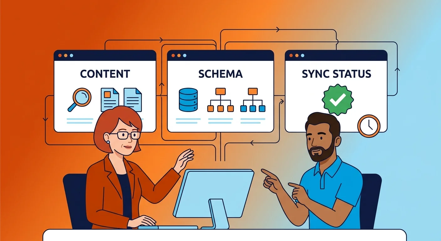 Dashboard monitoring clinic content and schema sync status