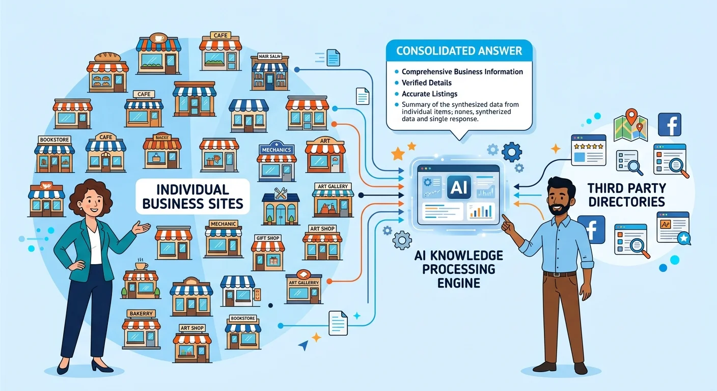 where AI engines source local business information online