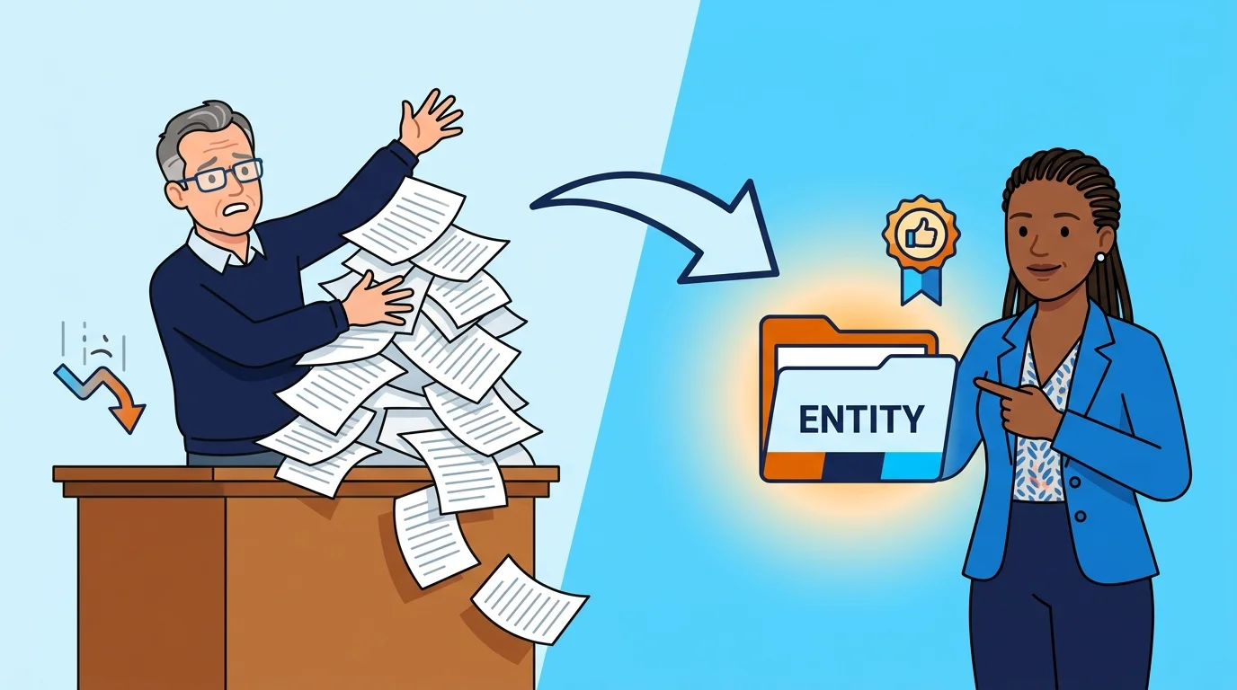 word count versus structured entity content comparison illustration