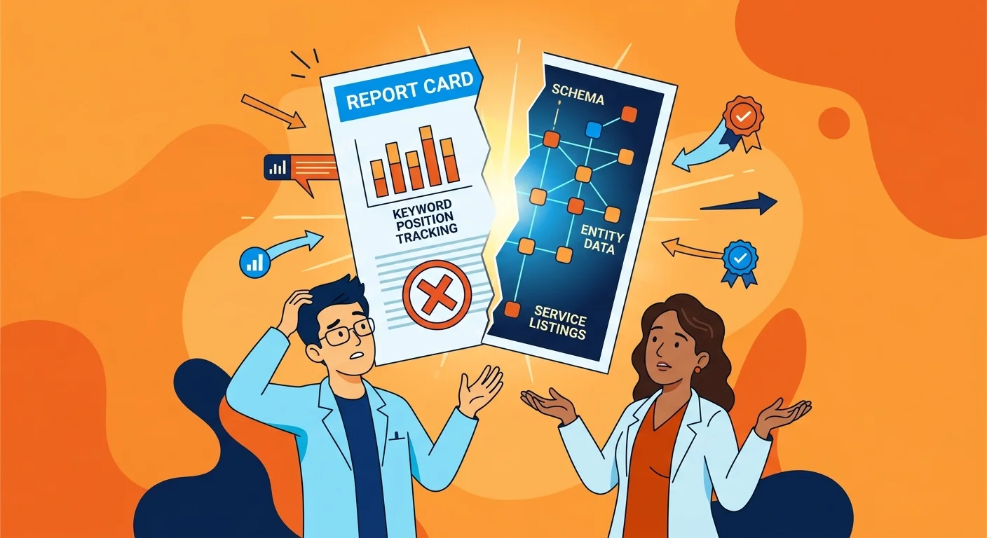 Outdated ranking report contrasted with AI authority data