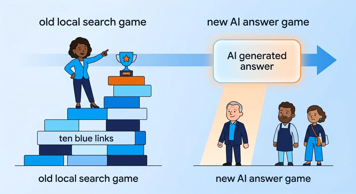 Local search shifting from ranked links to single AI answer citation