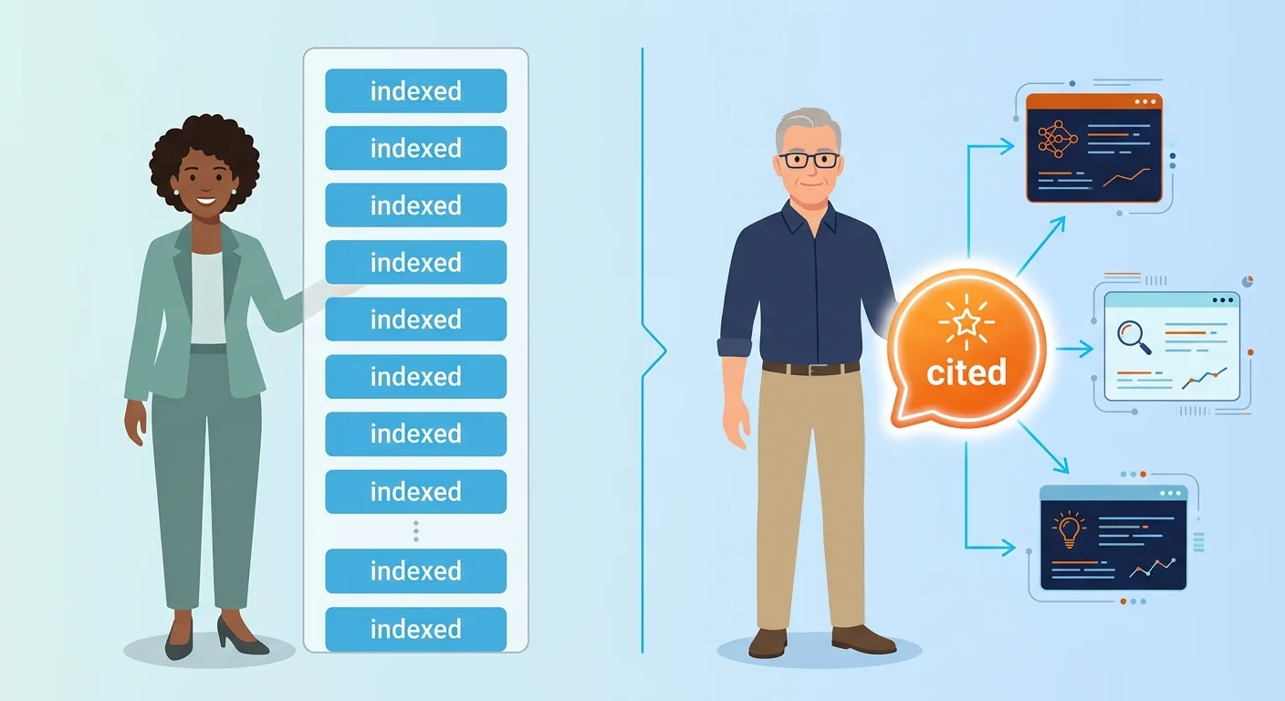 Indexed web page versus AI cited source comparison for chiropractic clinics