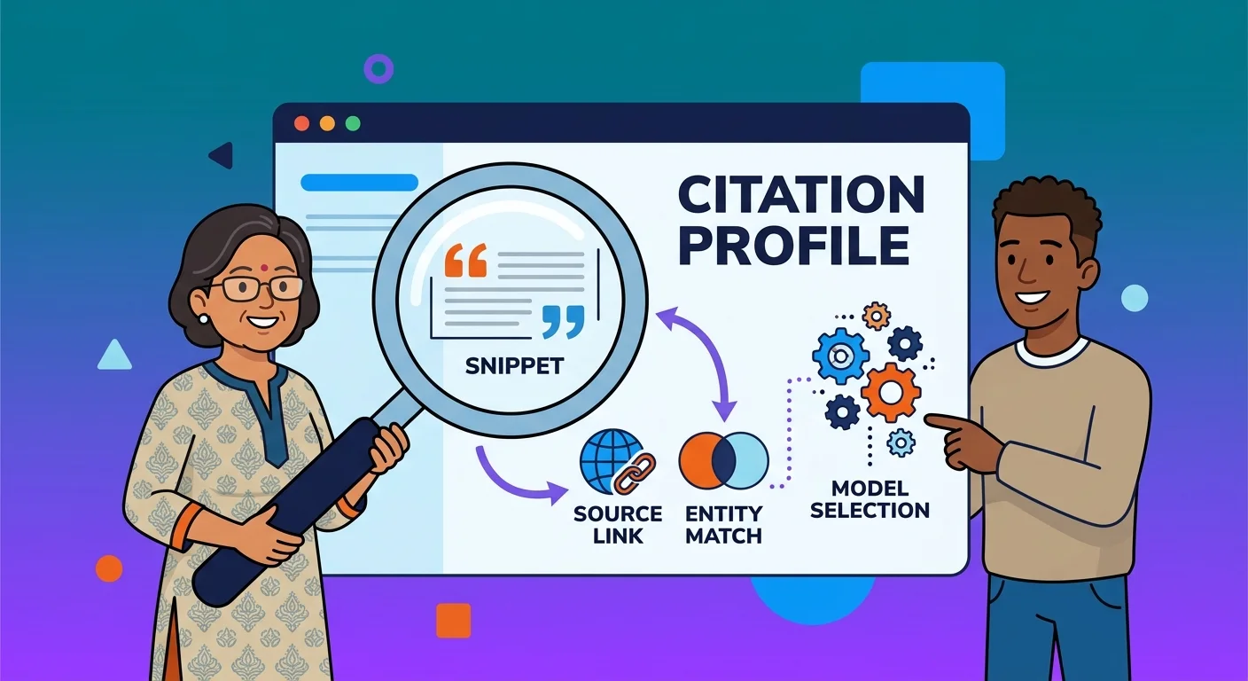 Reverse engineering AI citation profile analysis illustration
