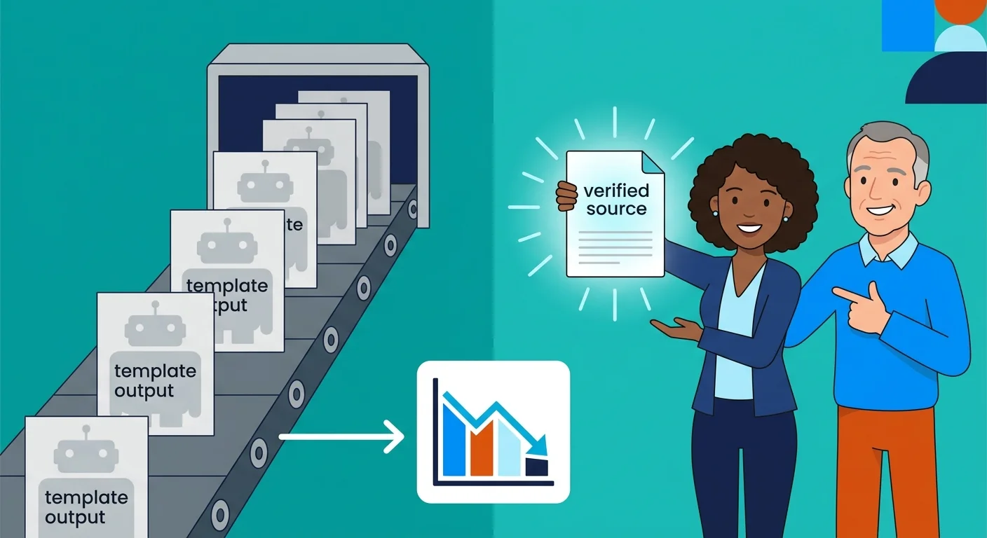 AI generated content volume versus ranking position comparison