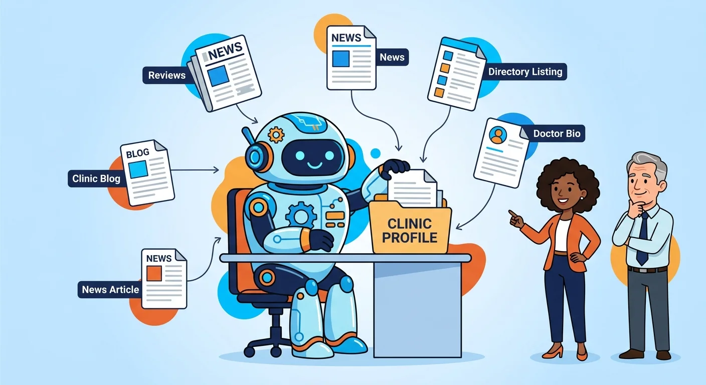 AI engine assembling scattered clinic web data into one profile