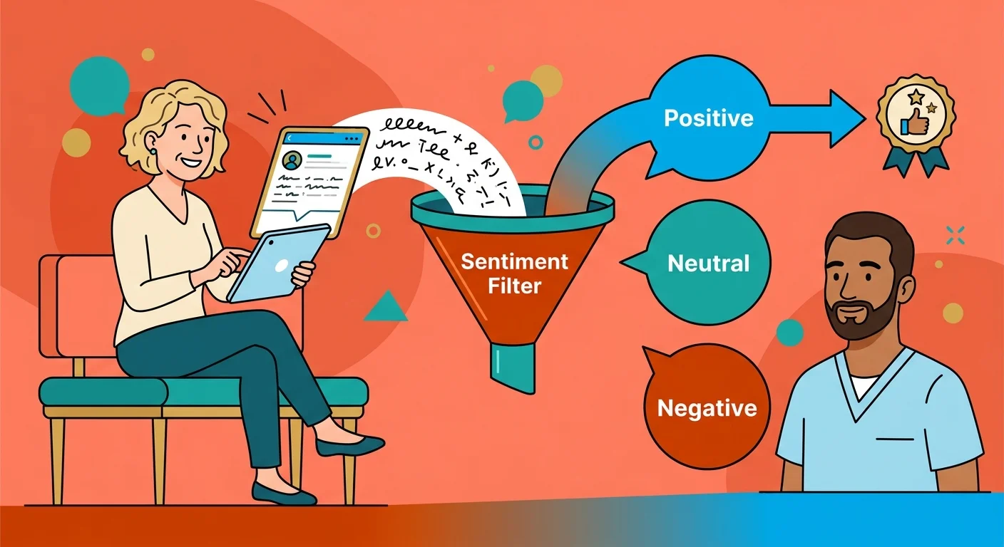 Sentiment analysis funnel shaping AI clinic recommendations