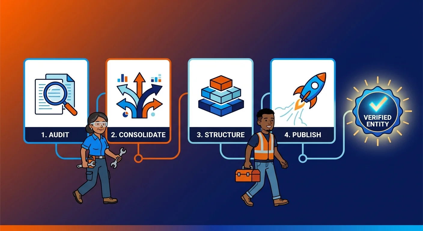 step by step sequence for building a verified healthcare entity
