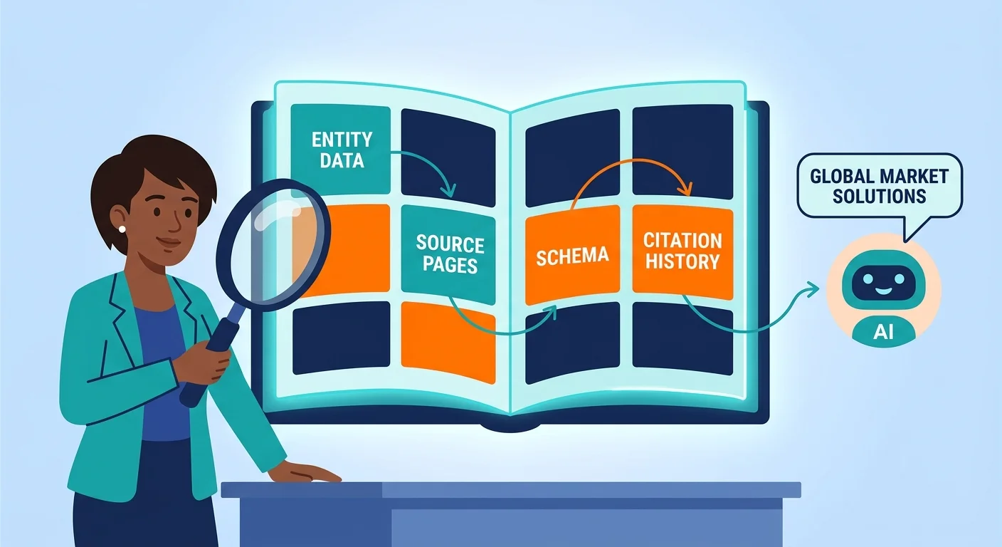 AI citation profile shown as an open readable data book