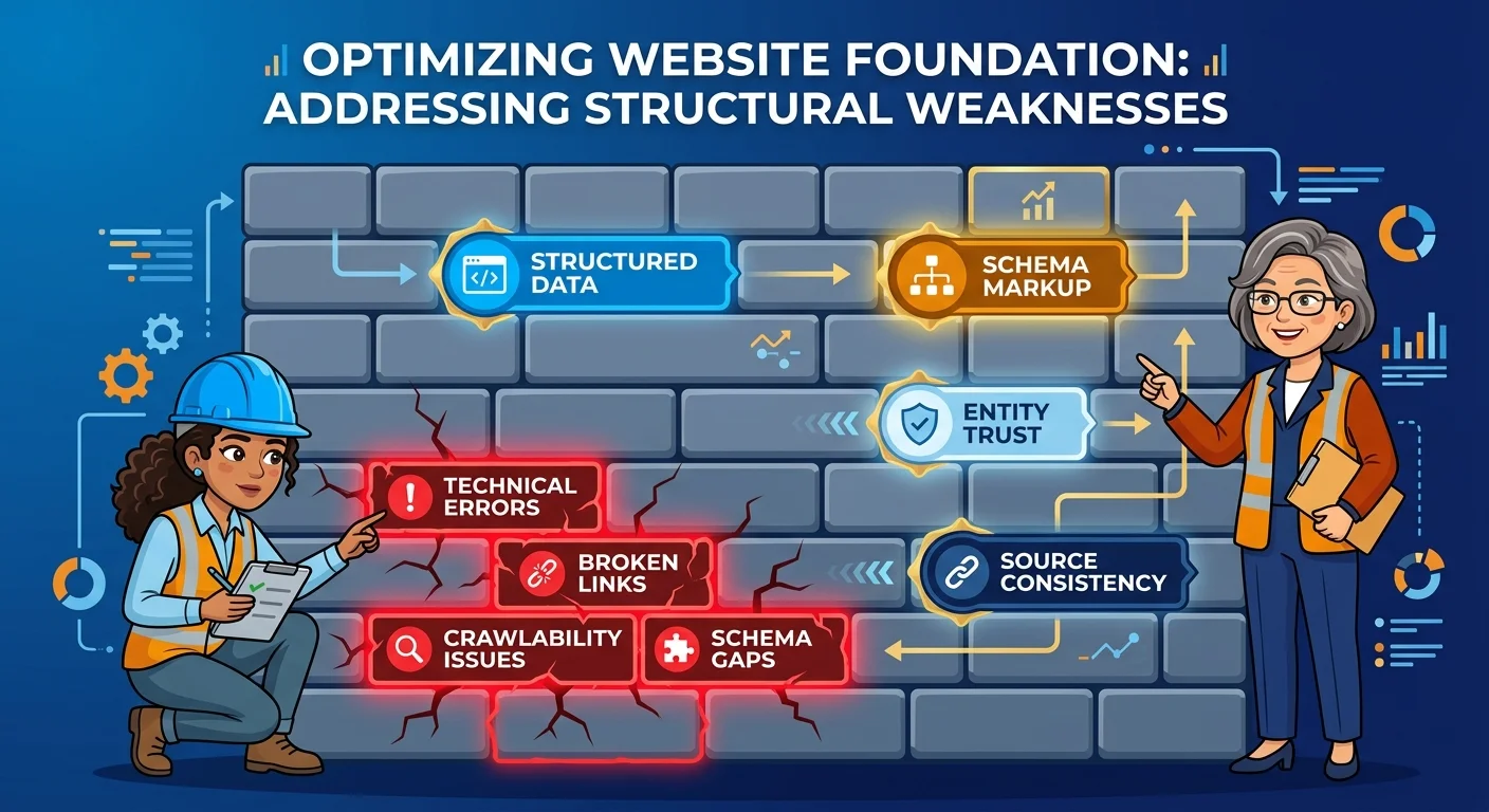 Structural vulnerabilities in an AI citation profile wall diagram