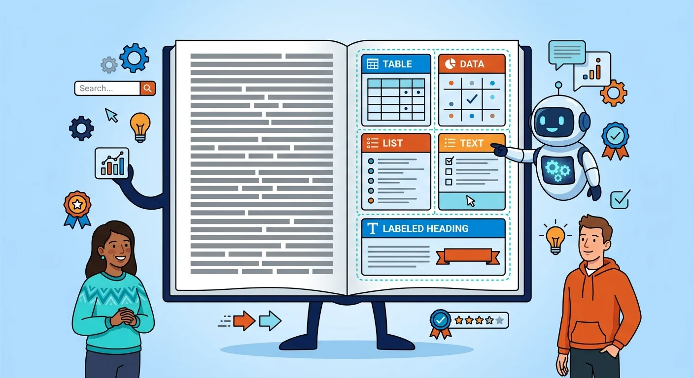 page formatting comparison for AI extraction of healthcare content