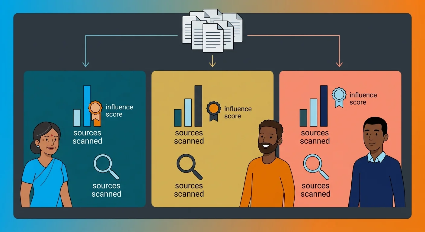 AI platform comparison of source citation and influence scoring