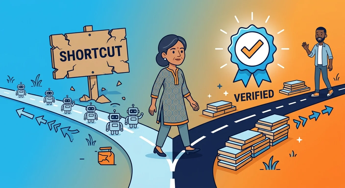 business owner choosing verified authority over bot shortcuts