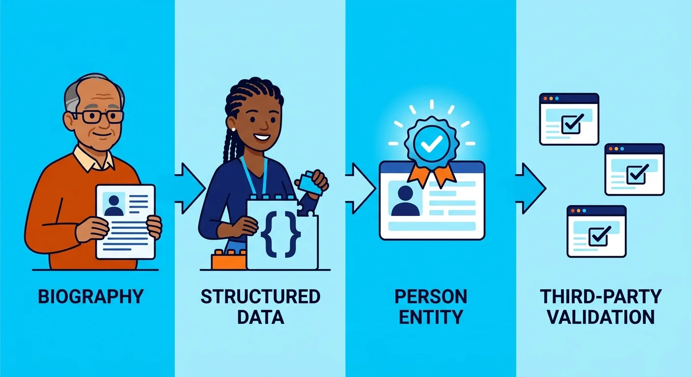 Mapping founder biography into structured schema and citations