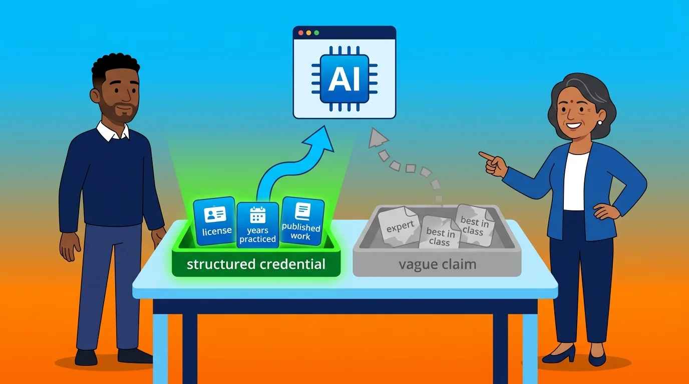 Machine readable founder credentials versus vague expertise claims