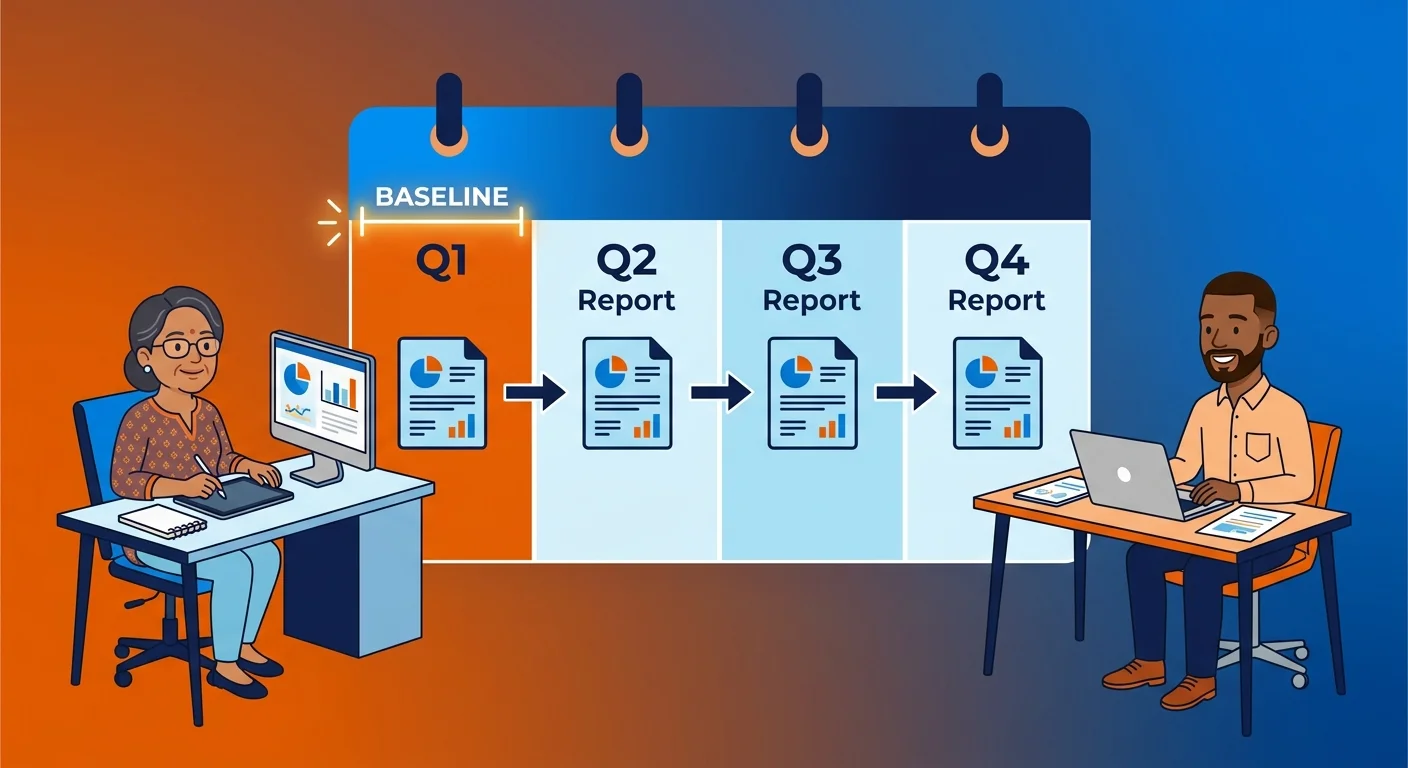 quarterly reporting cadence for authority infrastructure roi