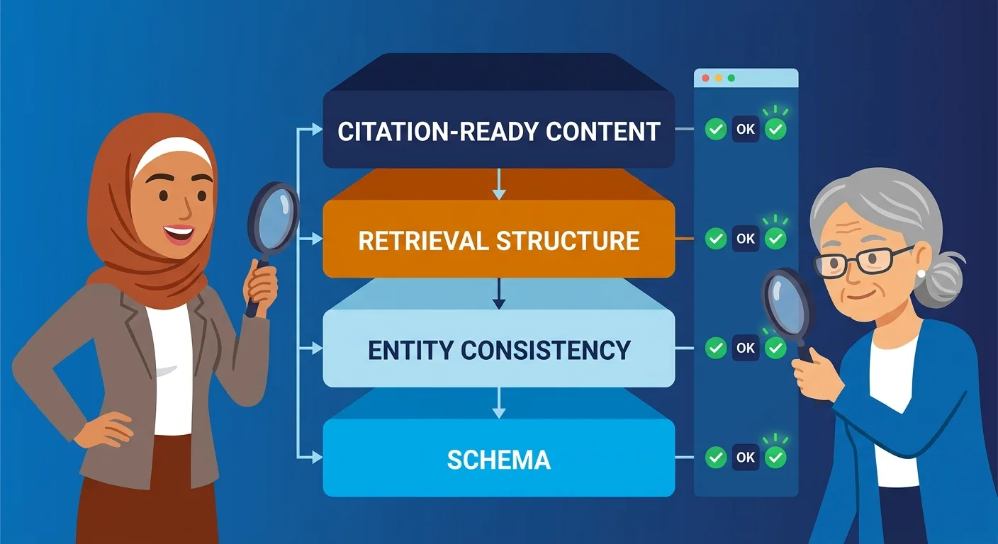 Structured data and entity consistency layers for AI retrieval readiness