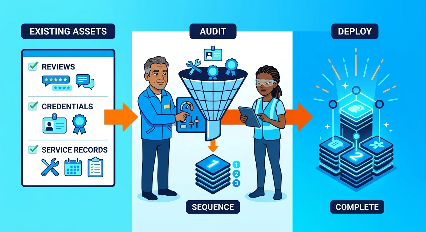 Step by step sequence for assembling a local business proof graph