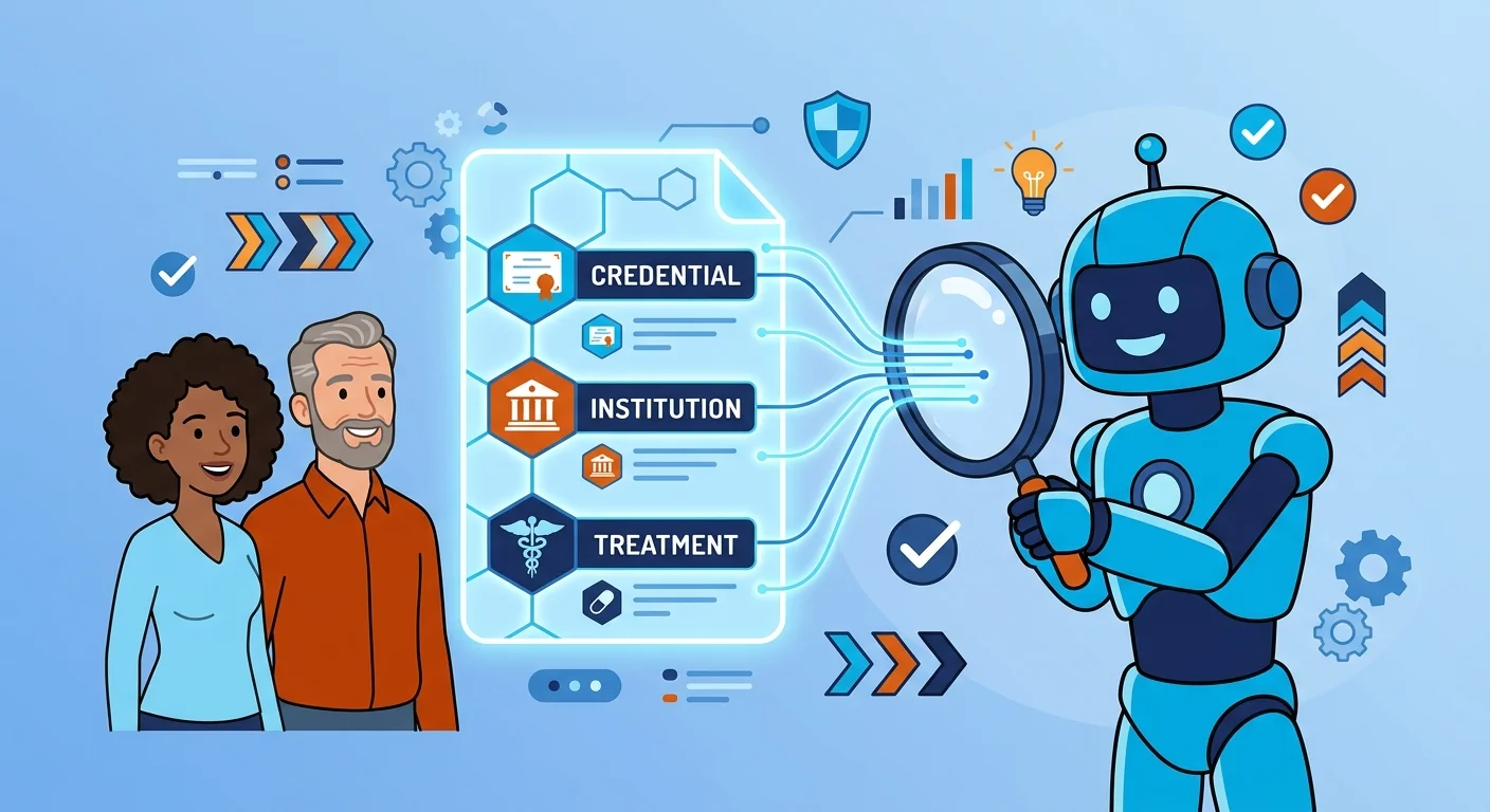 AI system verifying structured medical entity data nodes