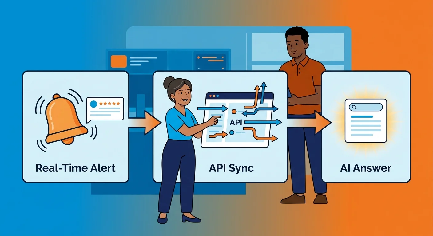 Real time API alerts flowing into AI search answer generation