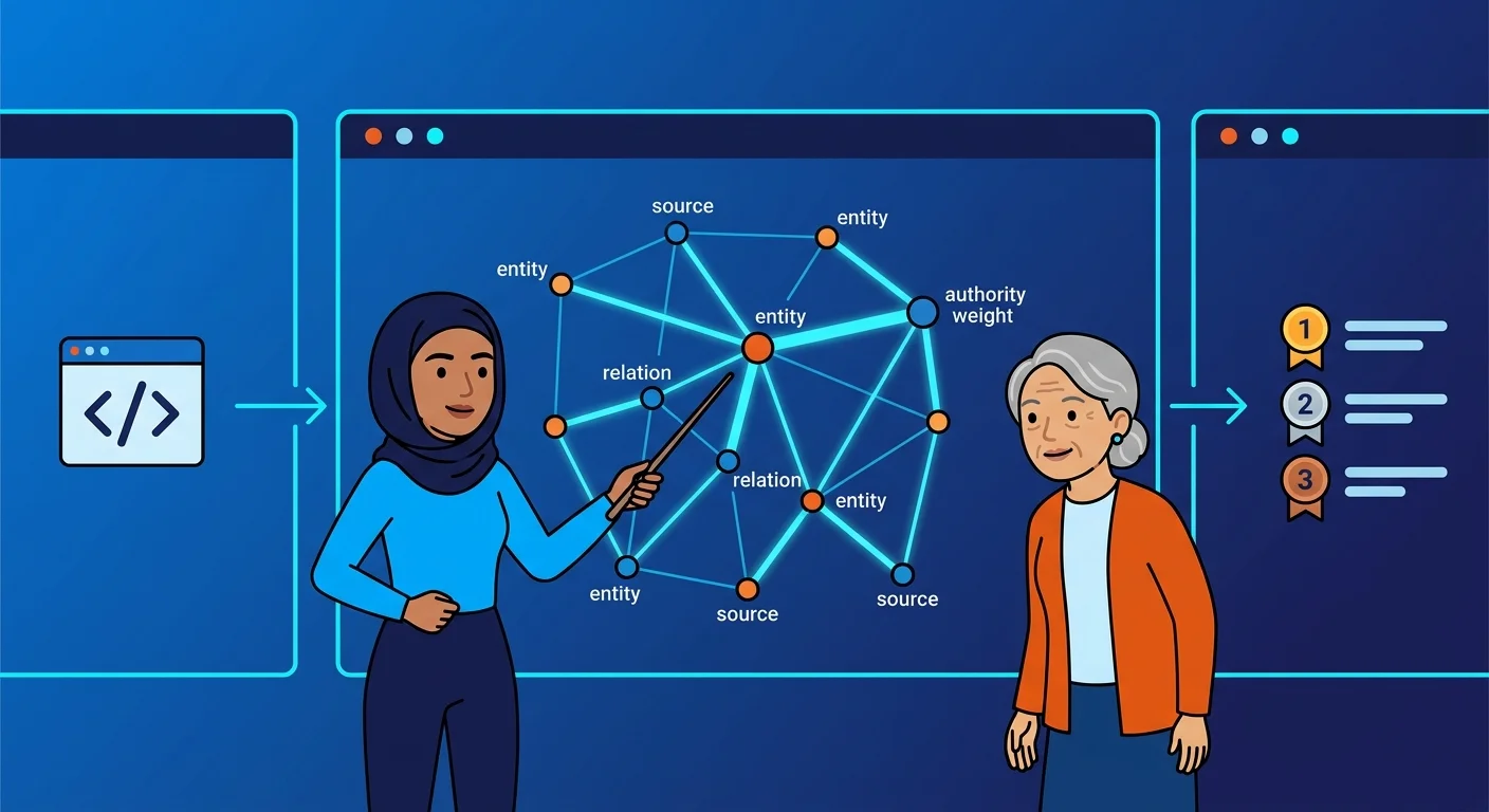 Structured data and knowledge graph source ranking illustration