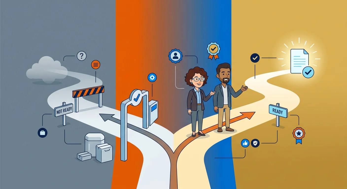 Business readiness checkpoint for proof graph qualification illustration