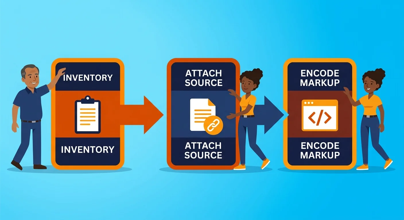 Step by step claim to evidence mapping blueprint illustration