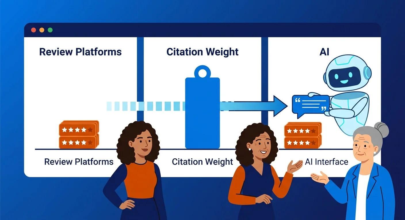 Review platform citations outweighing on-page content in AI Overviews