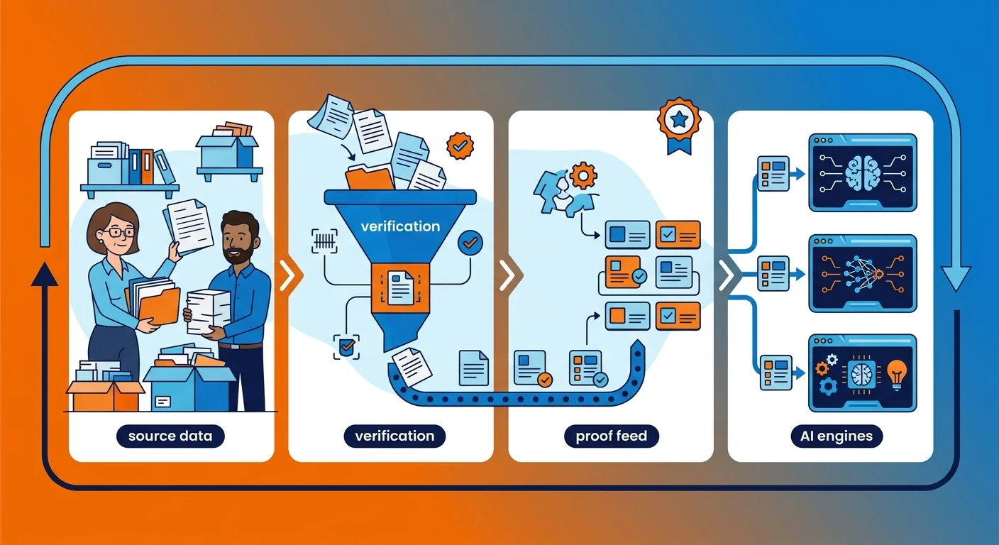 Continuous workflow feeding verified proof to AI engines