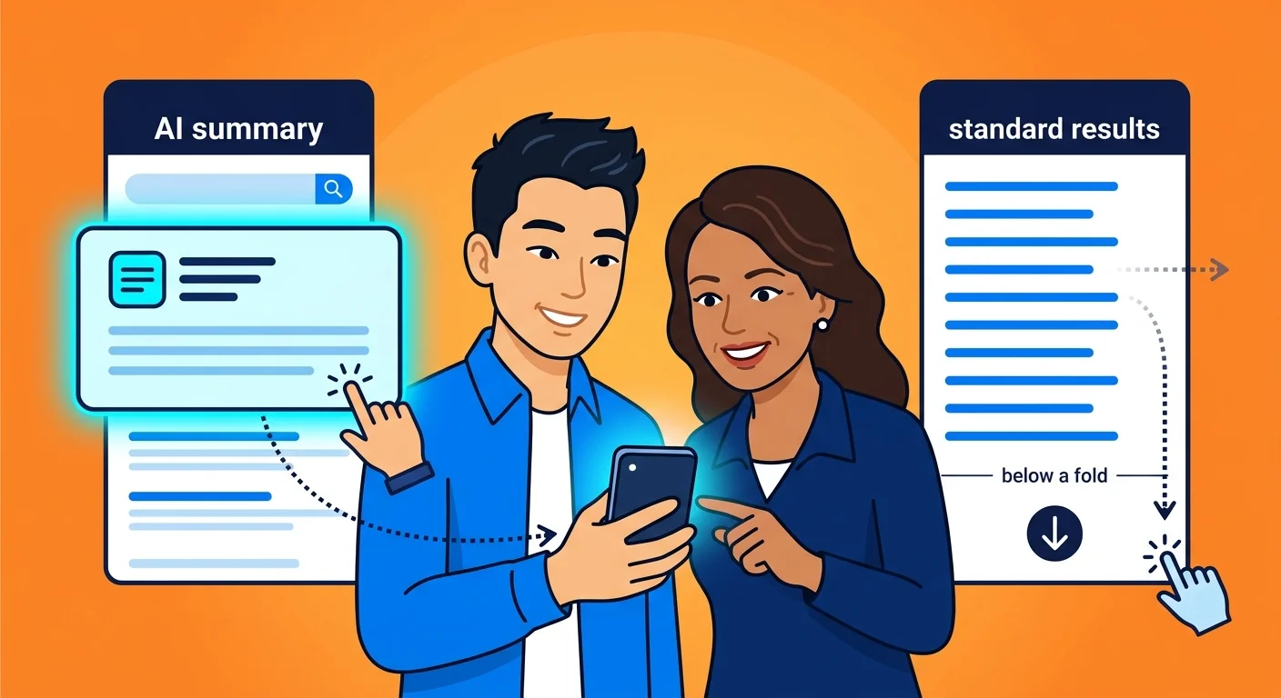 AI overview summary reducing clicks to traditional search results