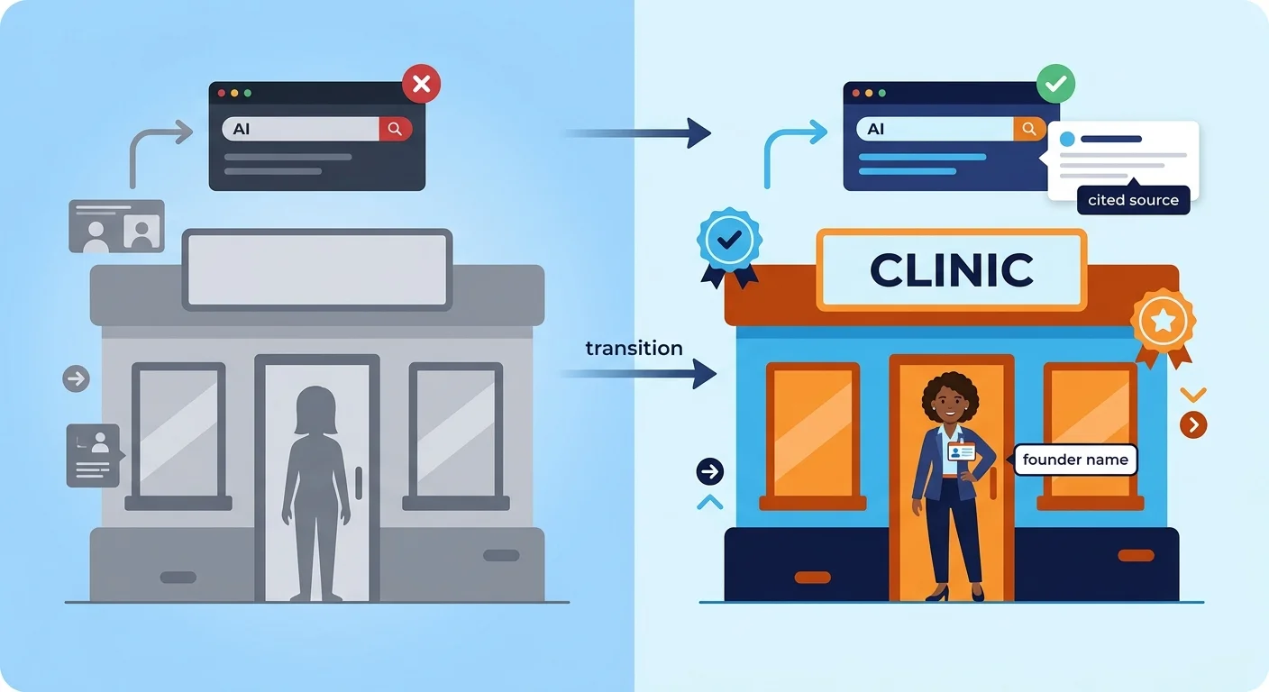 Faceless clinic brand versus founder led clinic AI search citation