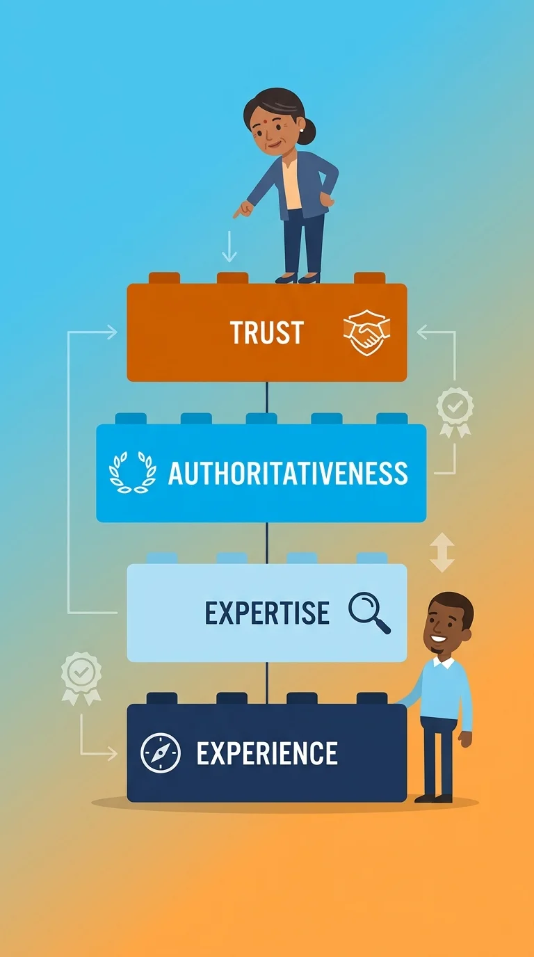 E-E-A-T framework layers supporting founder authority