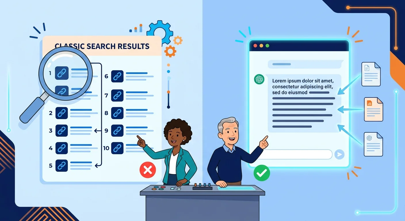 AI generated answer replacing traditional ten blue links search results