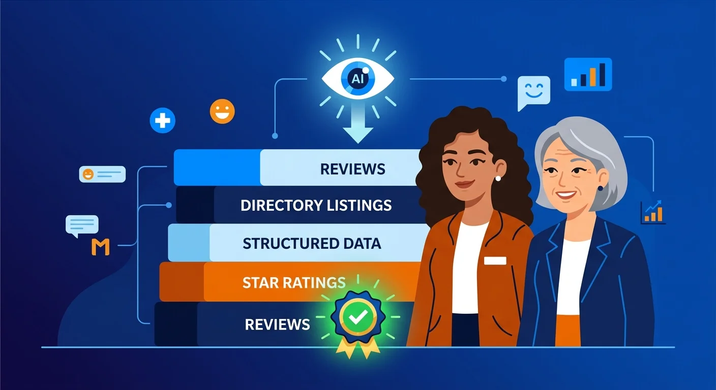 AI scanning clinic reviews and structured data signals