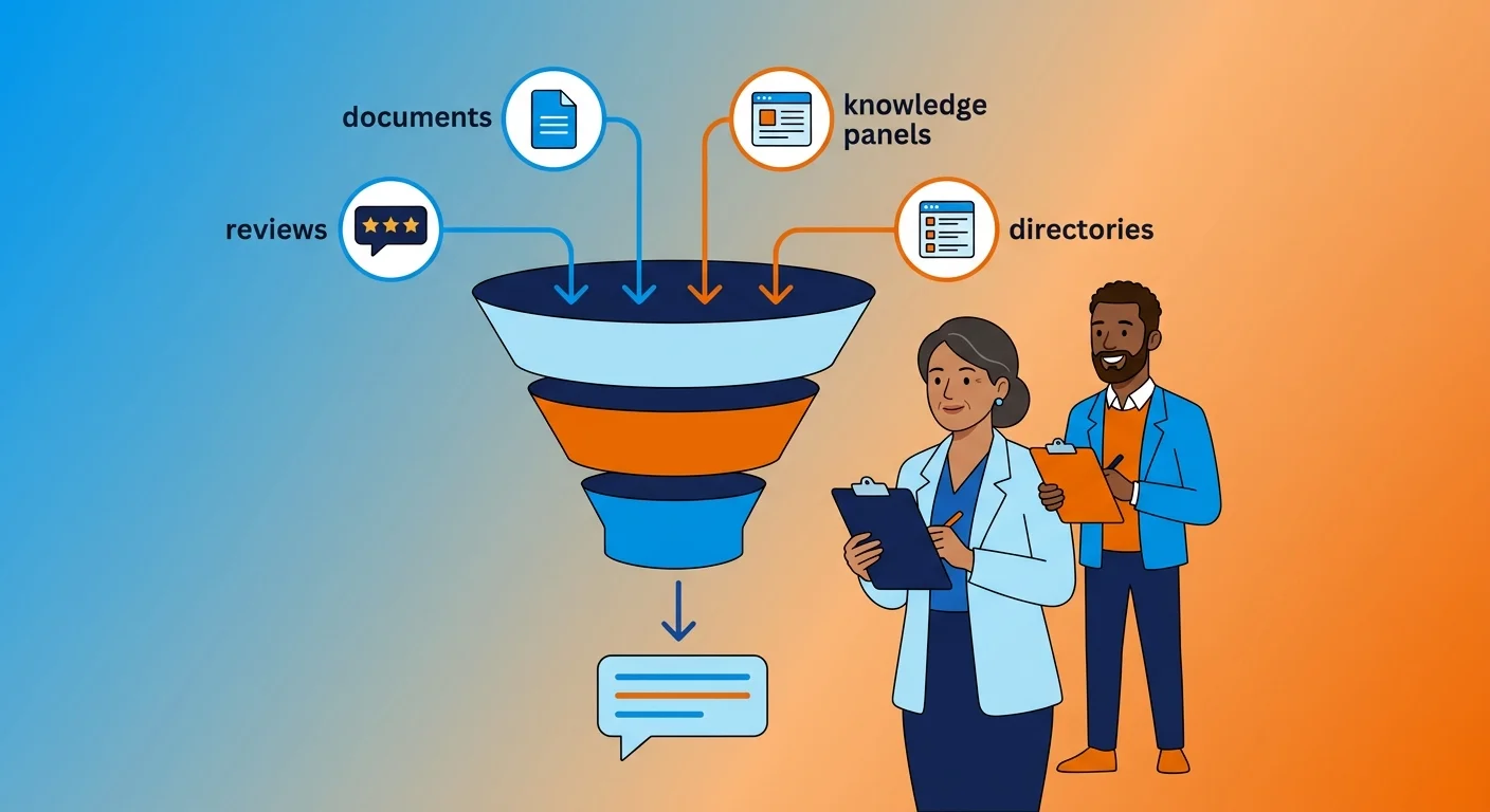 generative AI business information source funnel diagram