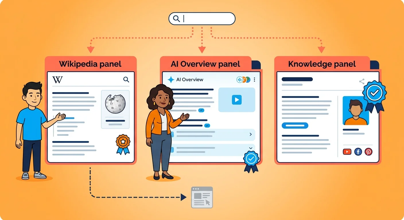 Search site visits intercepted by AI knowledge panels diagram