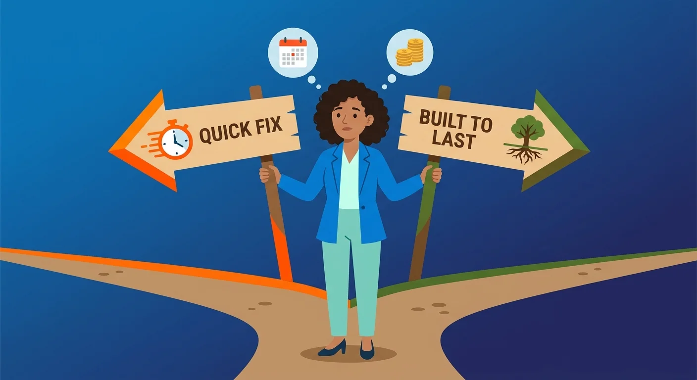 practice owner deciding between quick fixes and lasting authority