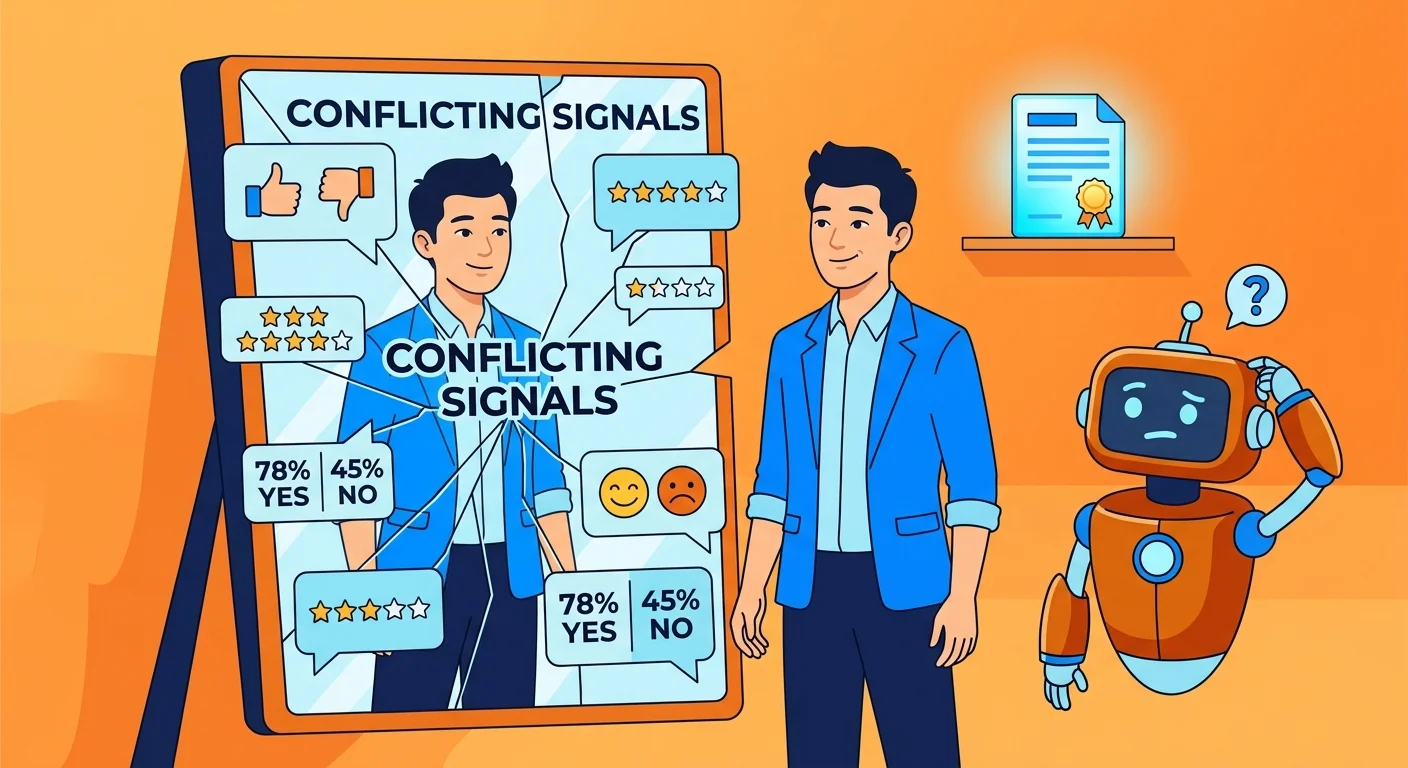conflicting review signals confusing AI search systems