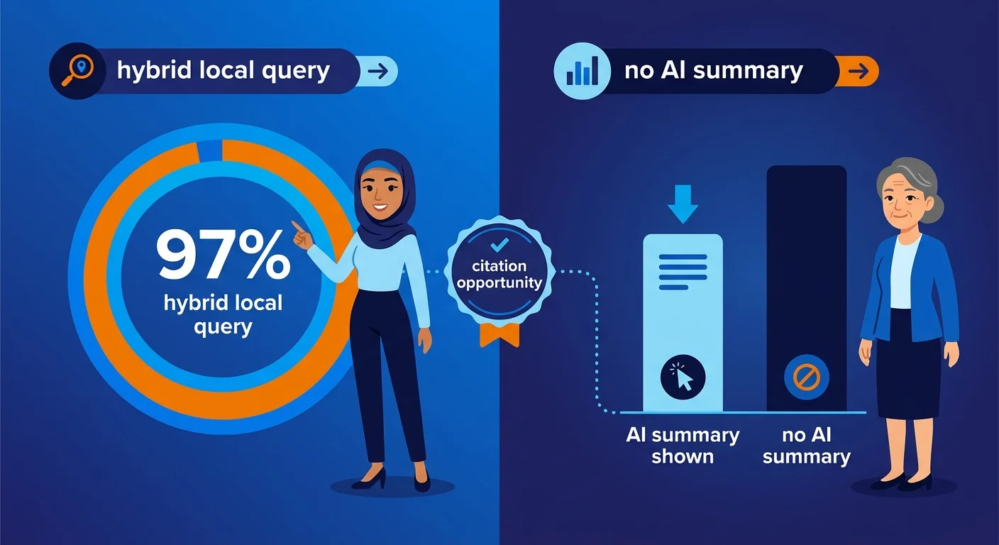 Dashboard comparing hybrid query citation rate and click behavior