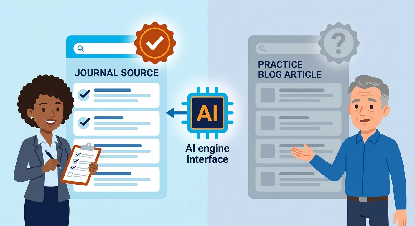 AI search engine citing medical journal over practice article