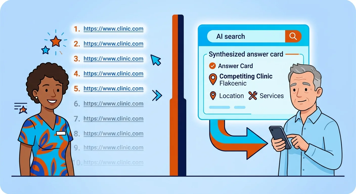 Clinic calls dropping as AI search cites competitor instead