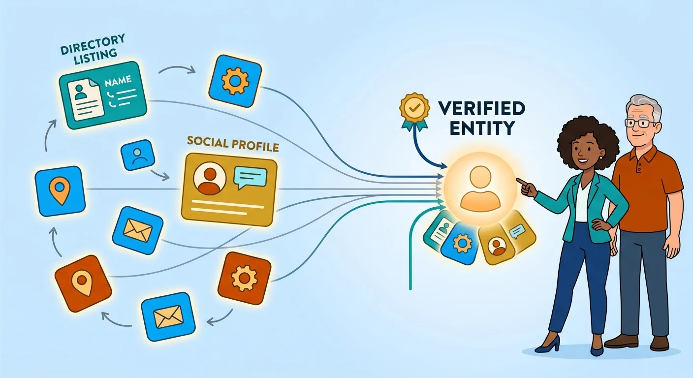 entity resolution merging scattered profiles into one verified node