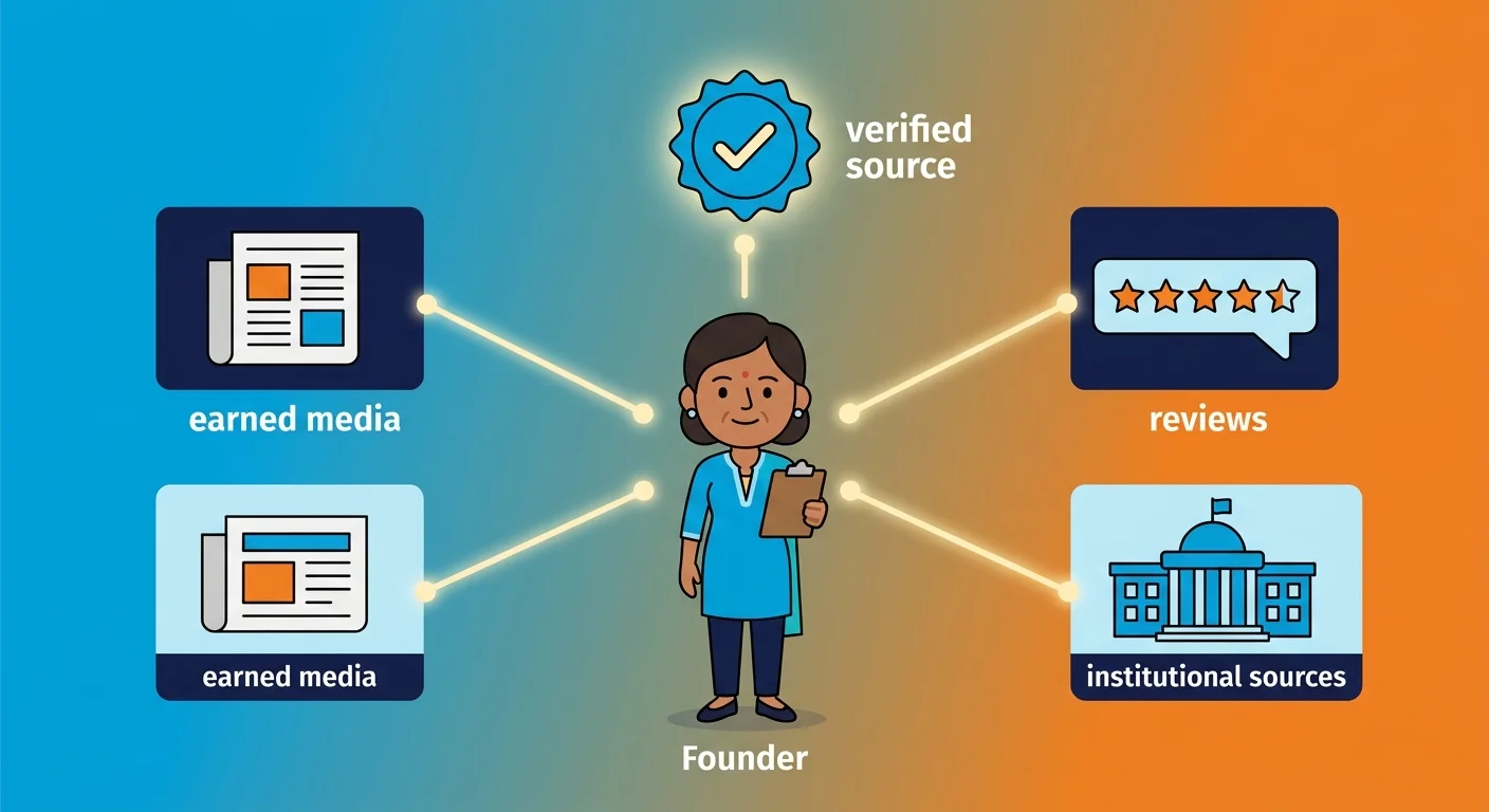 Founder authority connecting earned media reviews and institutional trust