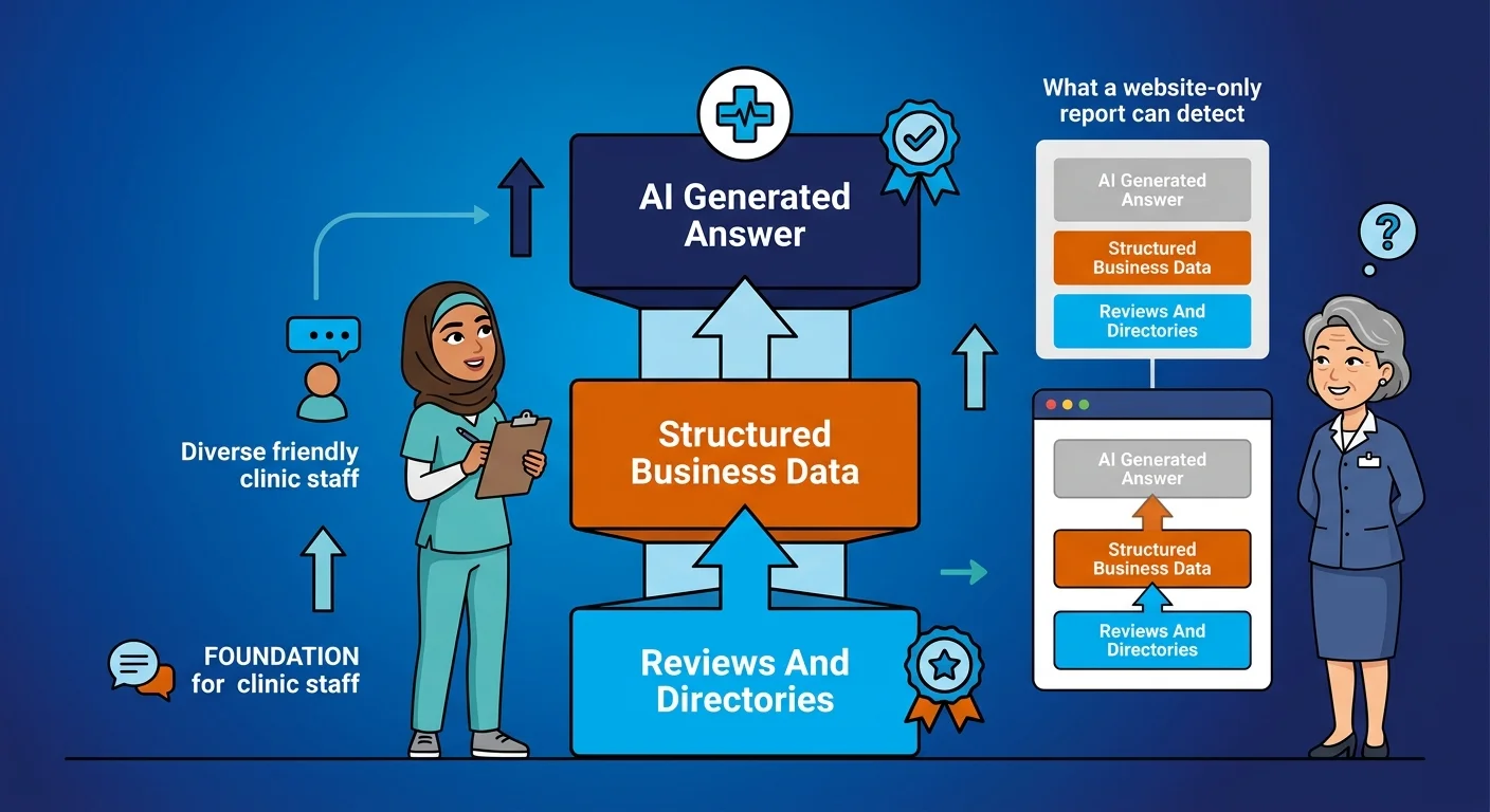 Layered data sources AI engines trust for clinic recommendations