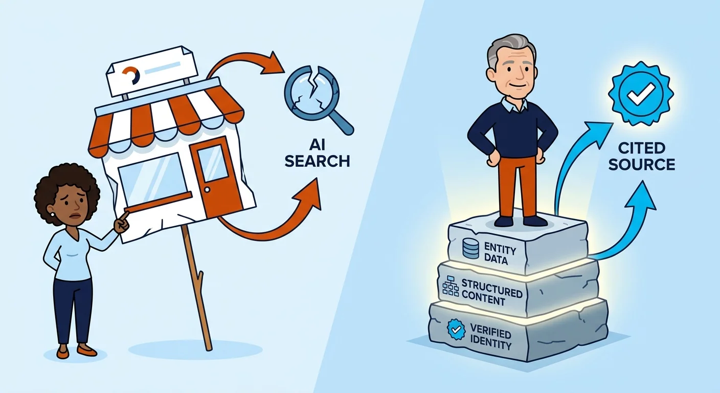 practice entity trust versus cosmetic website facade illustration