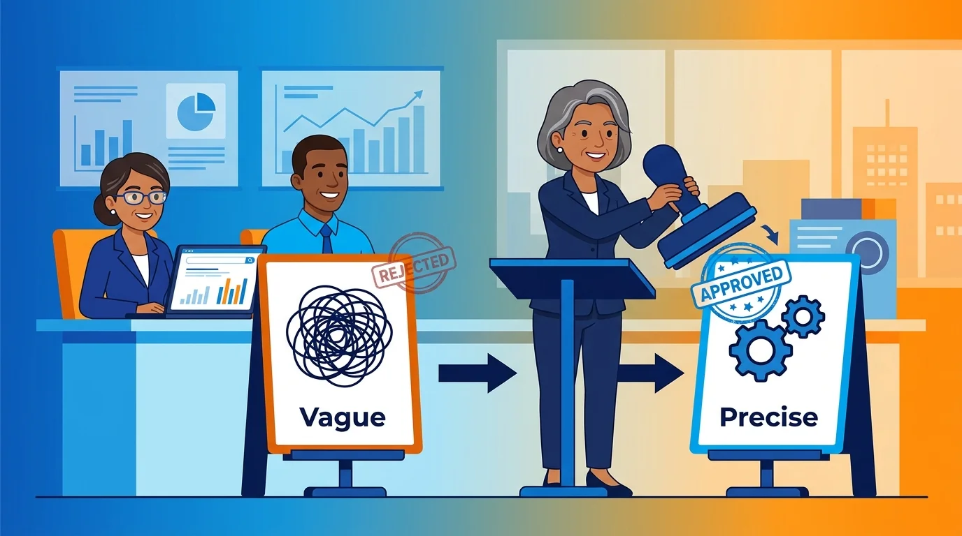 comparing vague versus precise agency answers during hiring evaluation