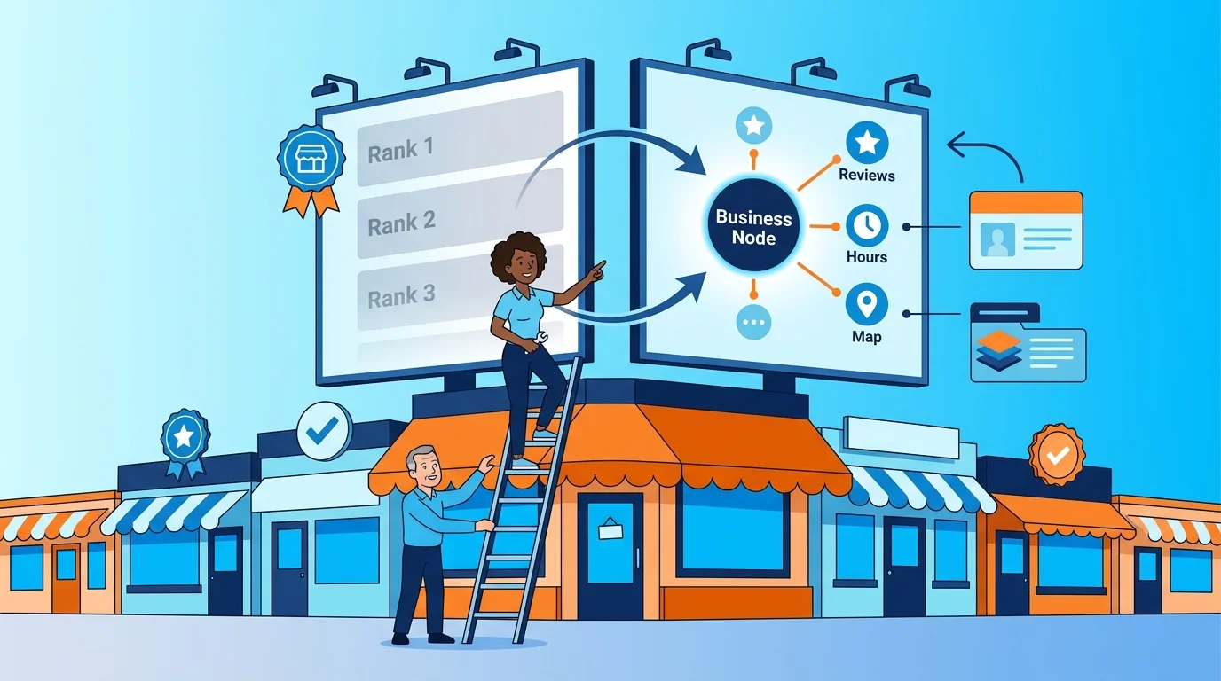 listed business address versus connected entity knowledge graph node