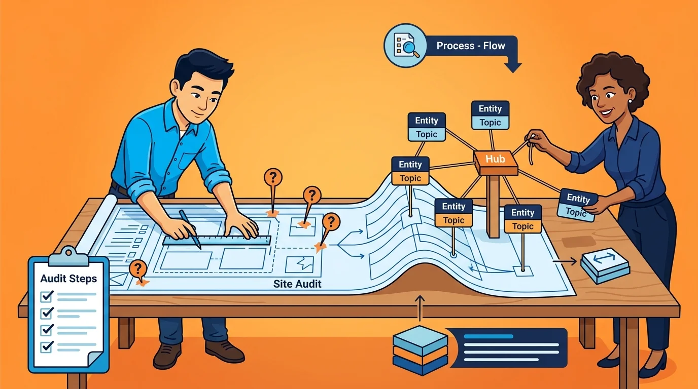 Step by step process connecting website entities into a queryable hub