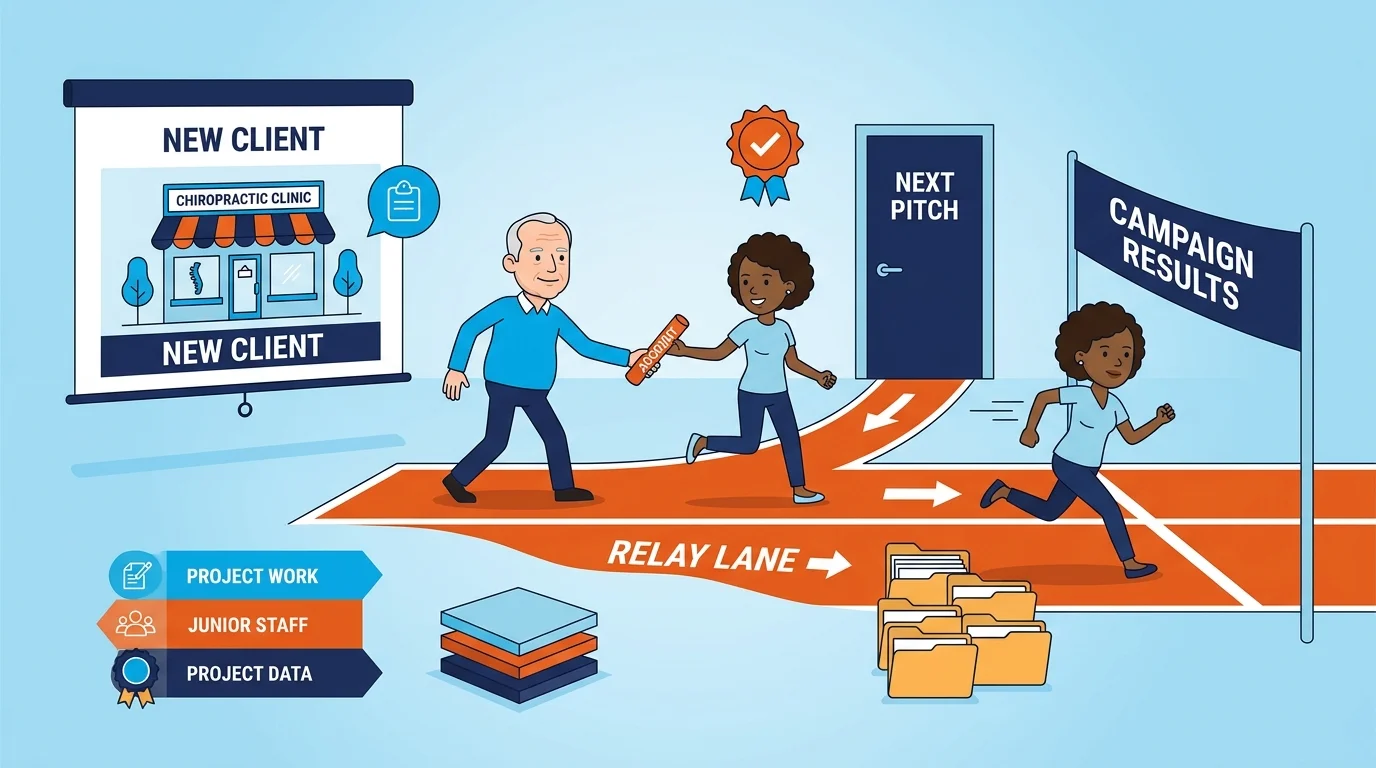 agency account handoff from senior team to junior staff