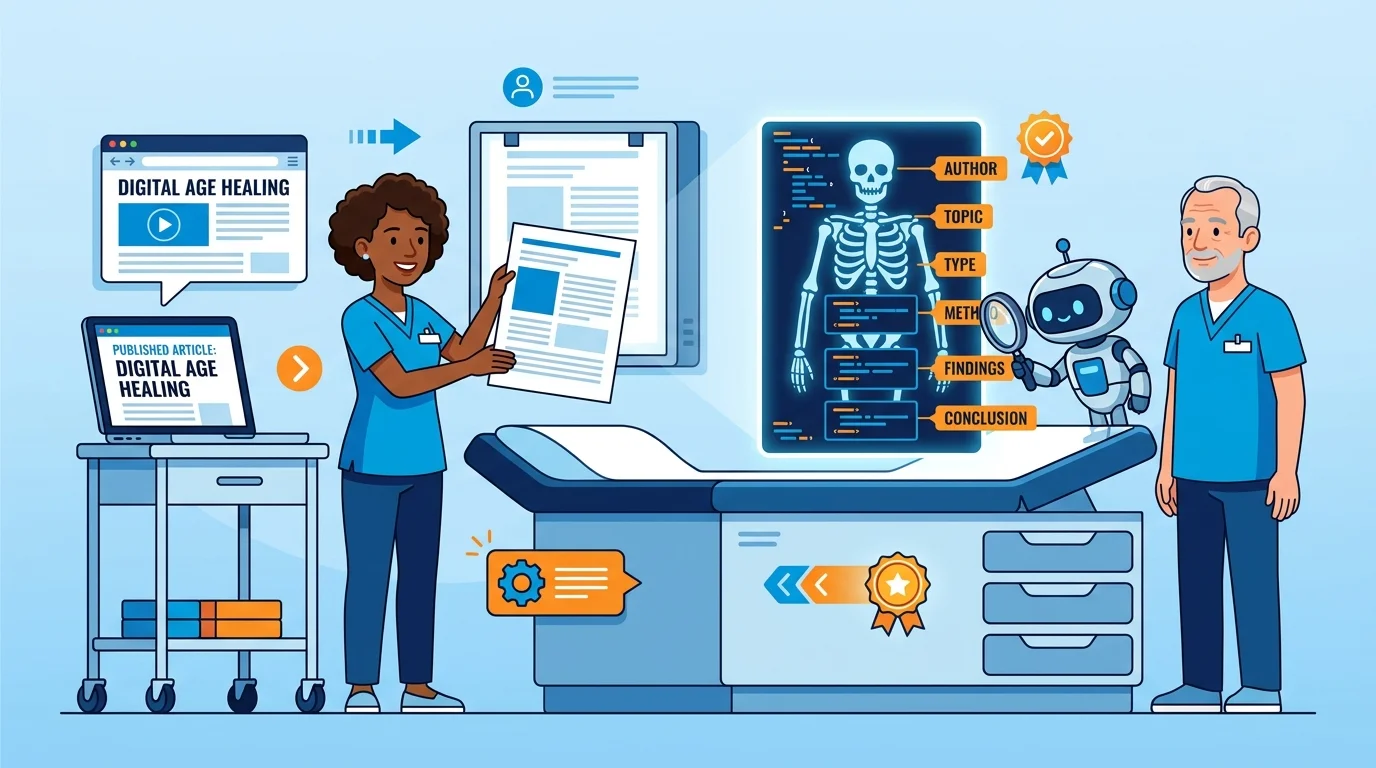 structured data code layer beneath a clinic article webpage