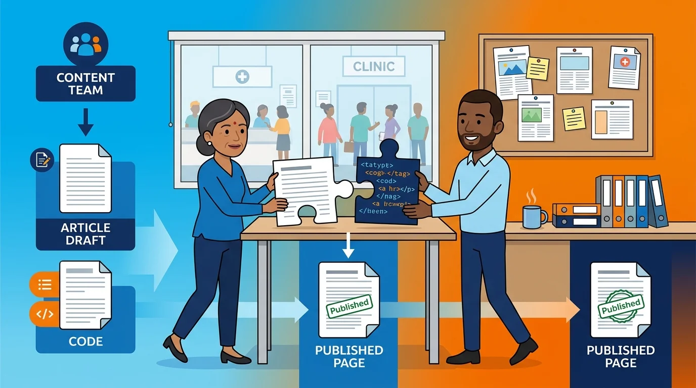 clinic article draft built together with matching schema code